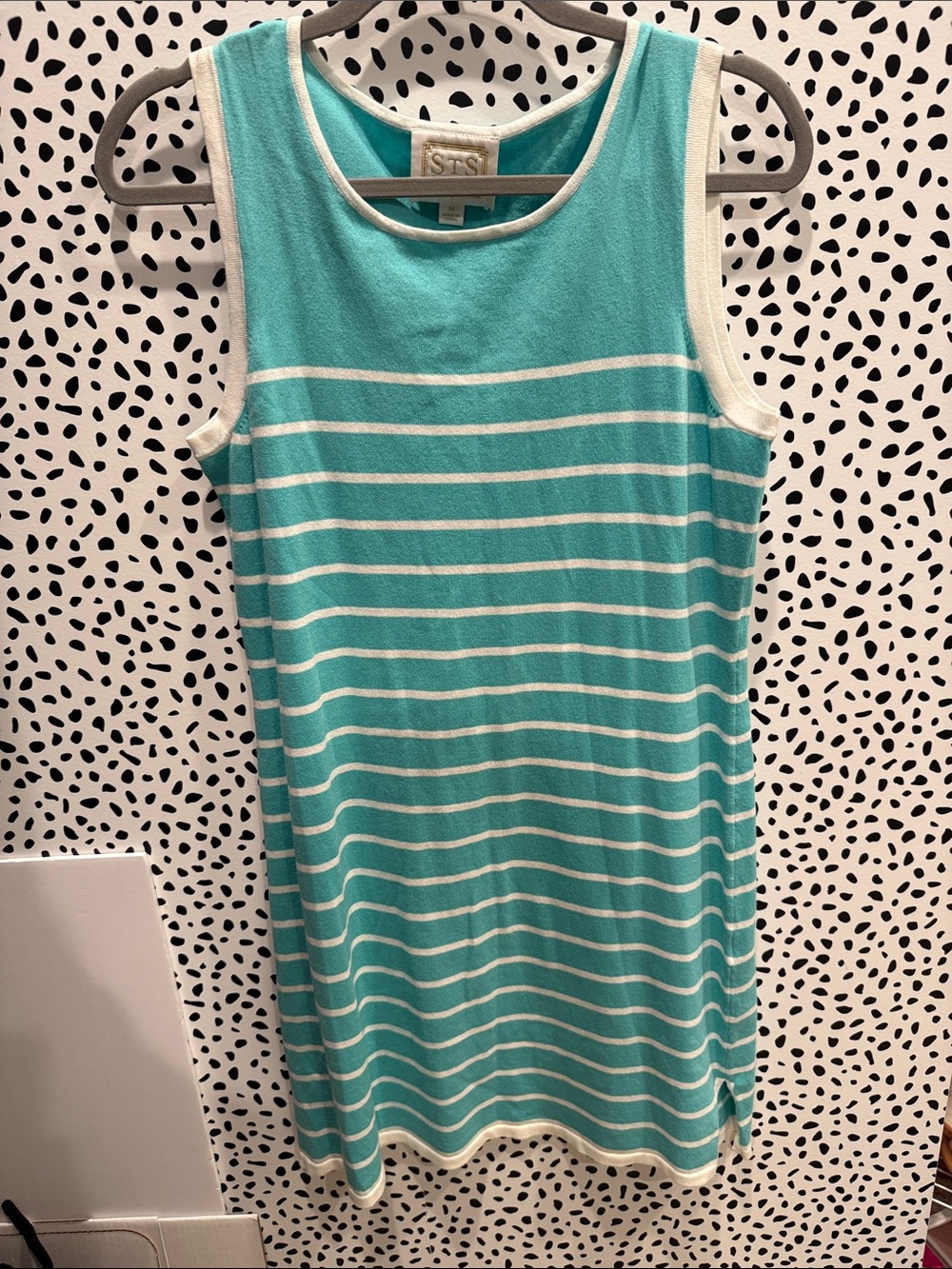 Sail to Sable Aqua Striped Sleeveless Knit Dress M